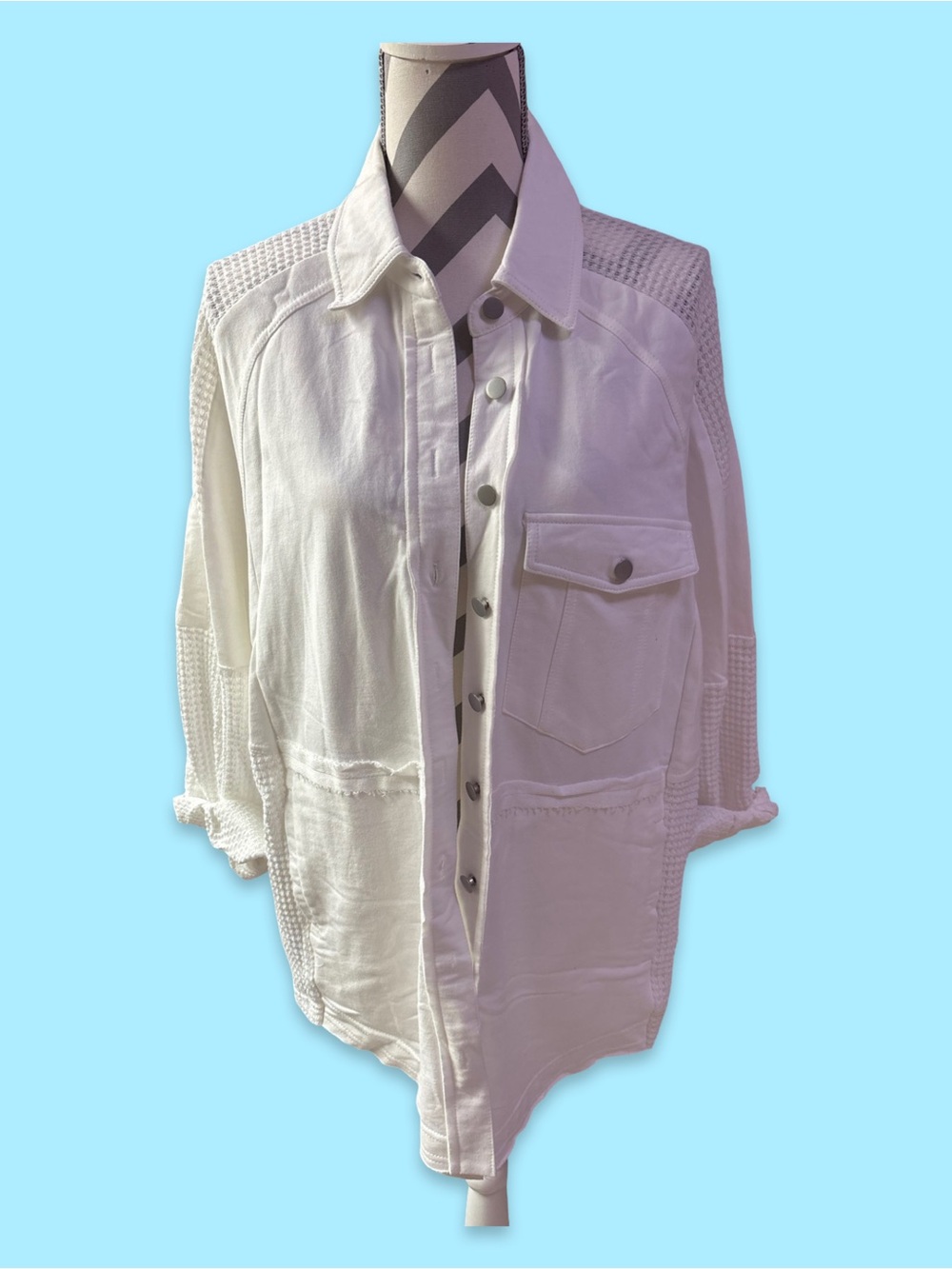 Listicle White Button-Front Casual Utility Shacket/Jacket Medium - Picture 1 of 5